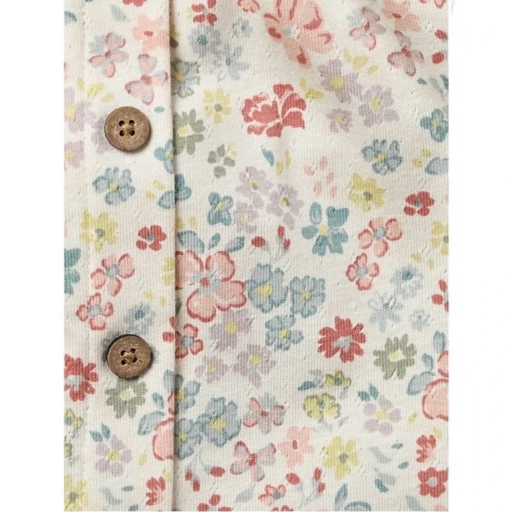 Modern Moments By Gerber Toddler Girl Organic Ruffled Sleeve Faux Button Top New